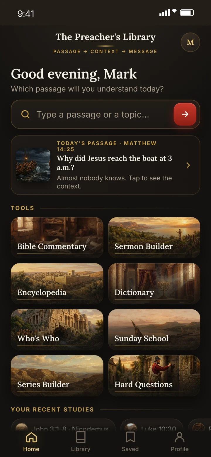 The Preacher's Library app: passage search and the 8 tools